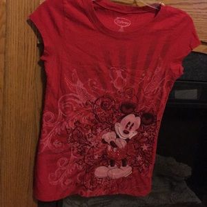 Disney, juniors red Mickey Mouse, short sleeve
